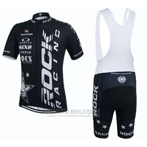 2015 Fahrradbekleidung Rock Racing Wei und Shwarz Trikot Kurzarm und Tragerhose